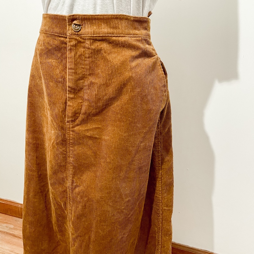 Uniqlo Tan Corduroy Midi Skirt 6